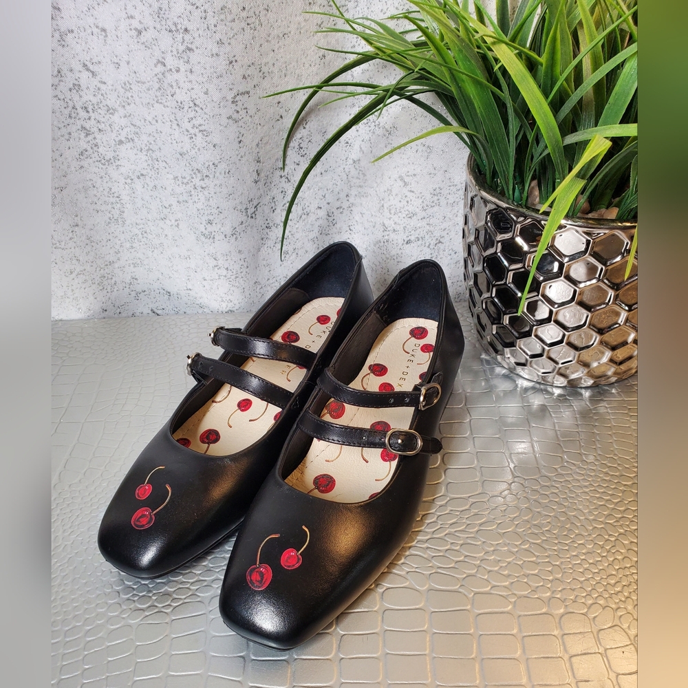 Duke + Dexter Anthropologie Nwob Ruby Cherry Black Mary Jane Shoes Sz 5 Uk 7 Us — image 6 of 8